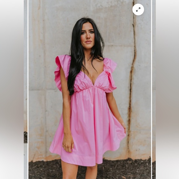 NWOT Heartbreaker Pink Ruffle Dress with Tie Back  size Small - Picture 2 of 7